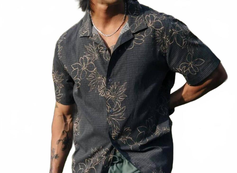 NEW ROARK bless up trail button up shirt in onyx floral